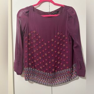 Nanette Lepore hand beaded purple top - size 4/ small